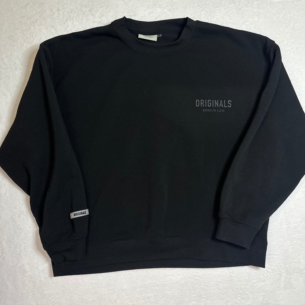 Brooklyn Cloth Originals Black Crewneck Sweatshirt Men's XL Fleece Pullover